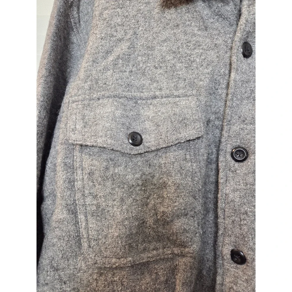 Banana Republic Shirt Jacket Gray Wool Blend Size L Button Front Shacket